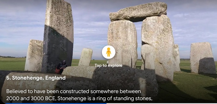 Une capture d'écran de l'application Google Arts et Culture présentant le Stonehenge
