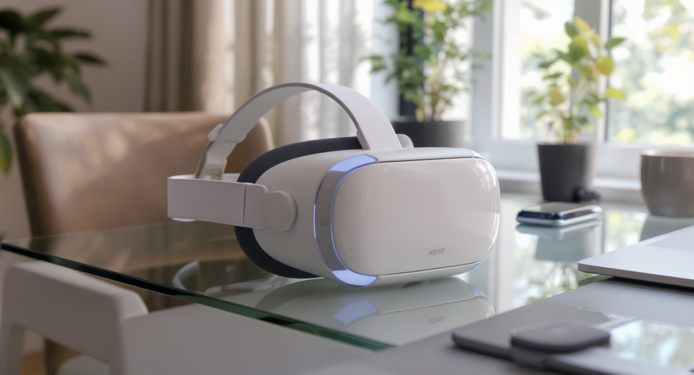 Casque VR Apple moderne avec fonctionnalités avancées et design élégant