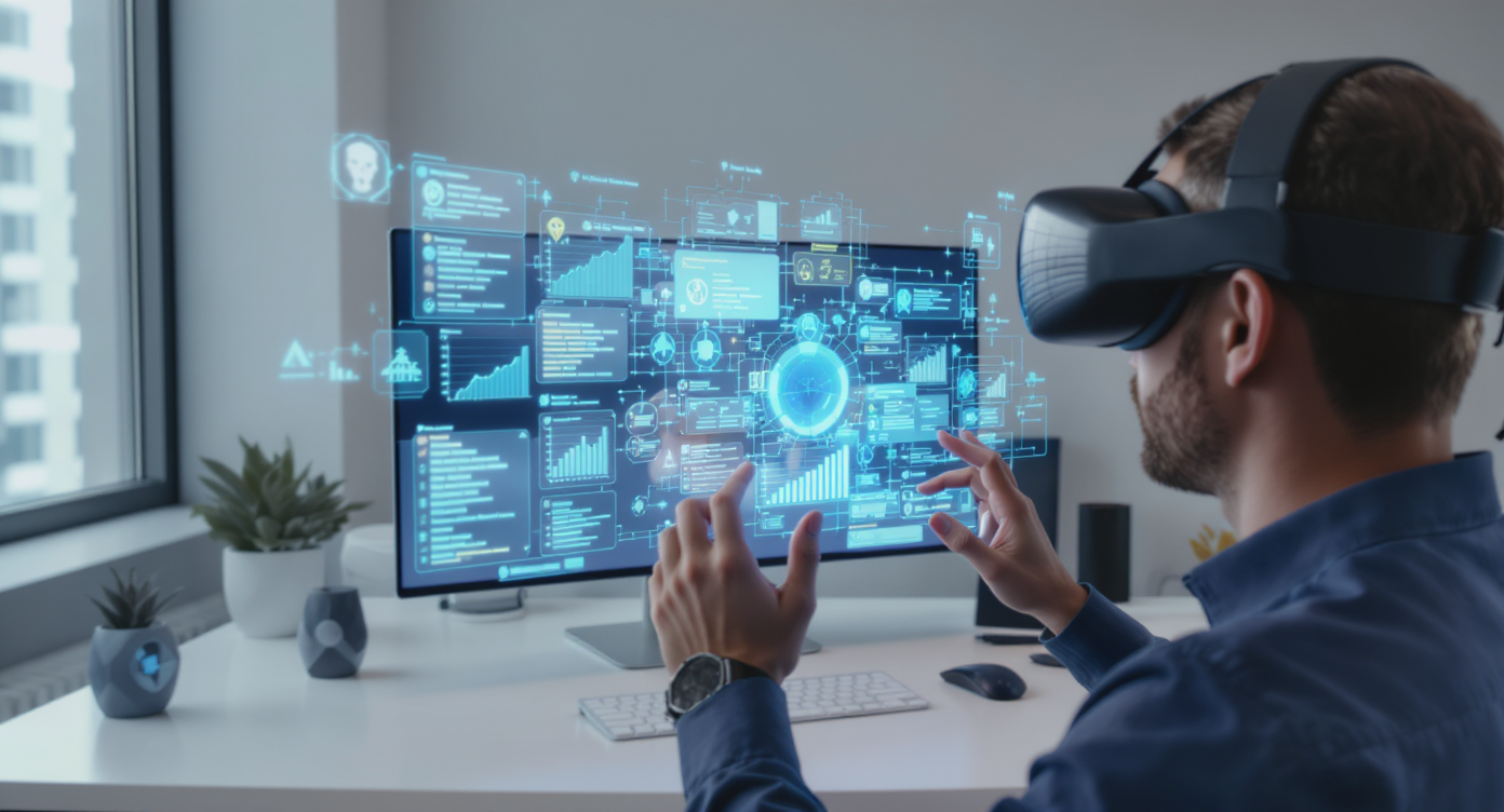 Personne utilisant un casque VR pour une formation immersive