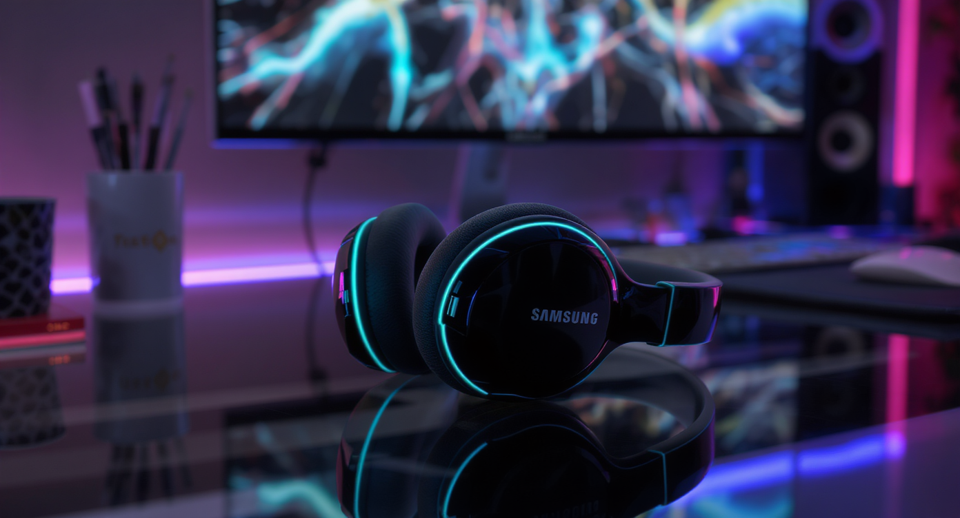 Casque Samsung XR innovant avec interface utilisateur futuriste